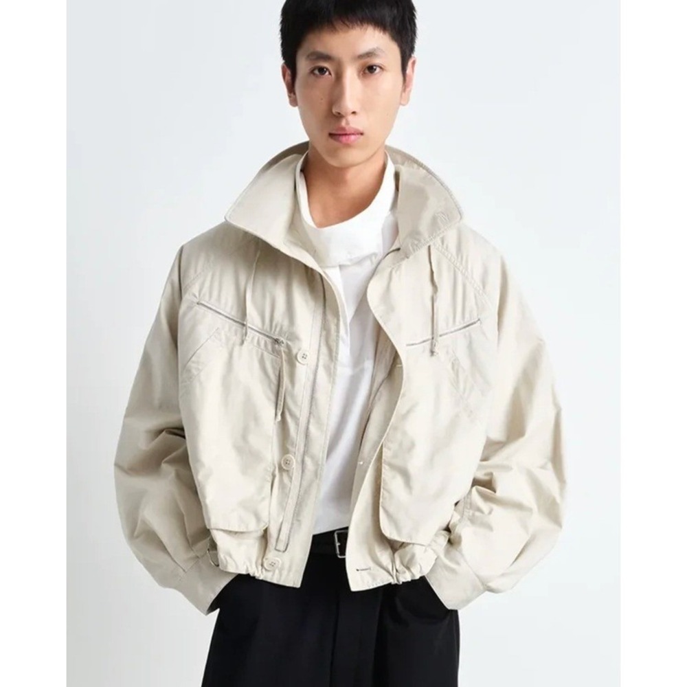 Lemaire Parachute Blouson Stone Beige Ventile Cotton Jacket Mens 48 US M NWT